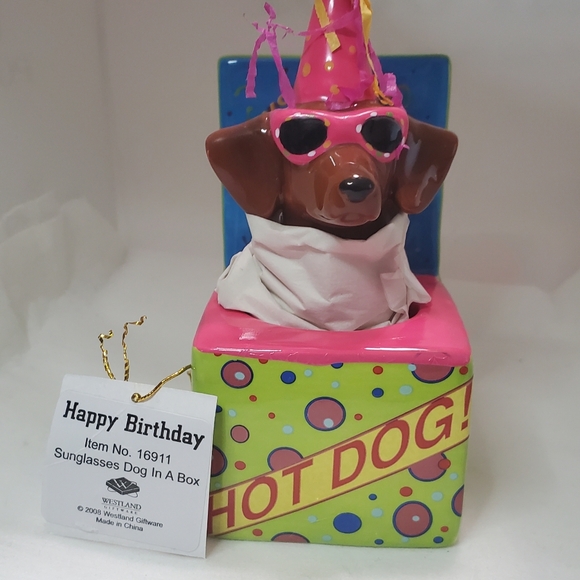 Westland Diggity Sunglasses Dog In A Box Bobble Head = SUPER RARE